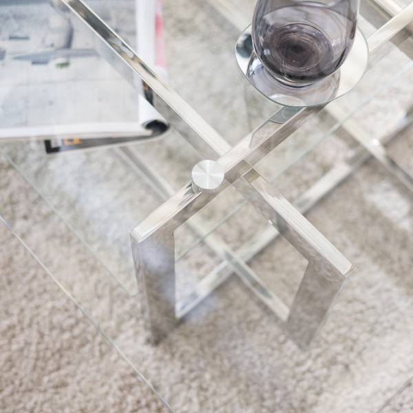 Couchtisch Kinnerly Glas / Metall - Transparent / Silber