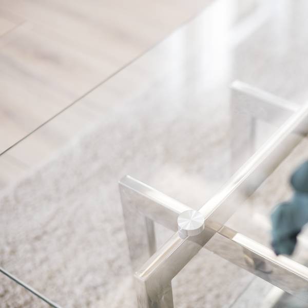 Couchtisch Kinnerly Glas / Metall - Transparent / Silber