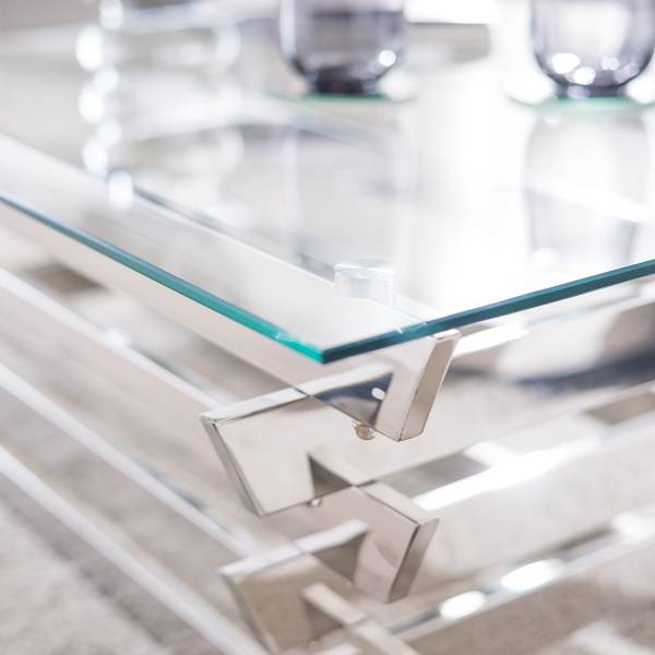 Couchtisch Quinland Glas / Metall - Transparent / Chrom