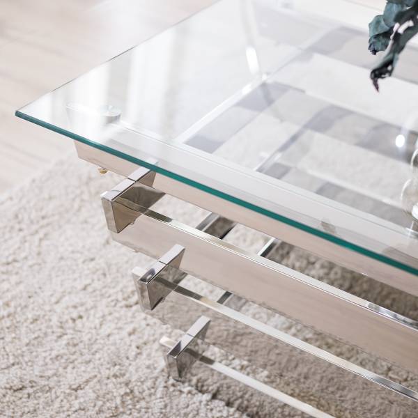 Couchtisch Quinland Glas / Metall - Transparent / Chrom
