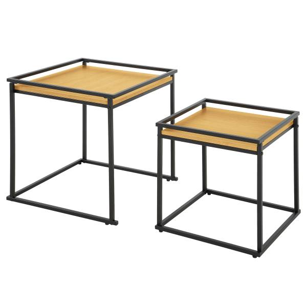Set di 2 tavolini JAMAESON Effetto quercia / Nero