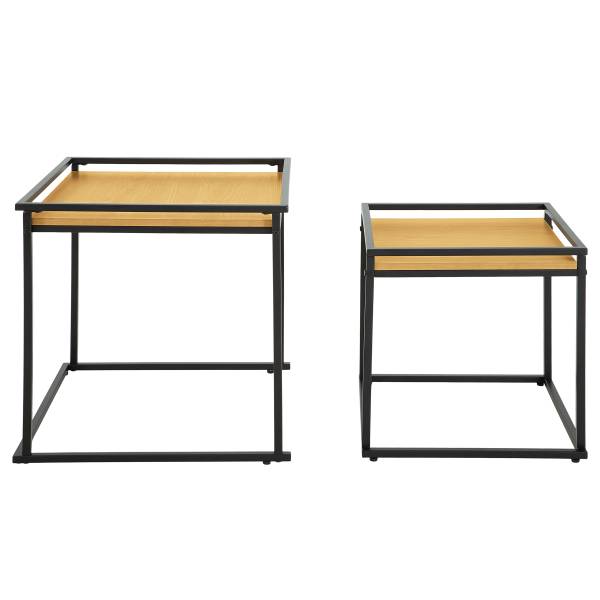 Set di 2 tavolini JAMAESON Effetto quercia / Nero