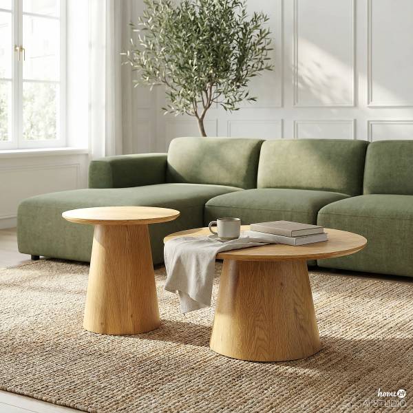 Set salontafels STAUDER 2-delig eikenhouten look