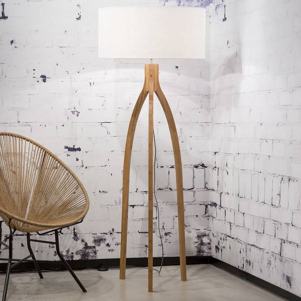 Lampada da terra Annapurna Bambù - bianco - 1 punto luce - Bianco