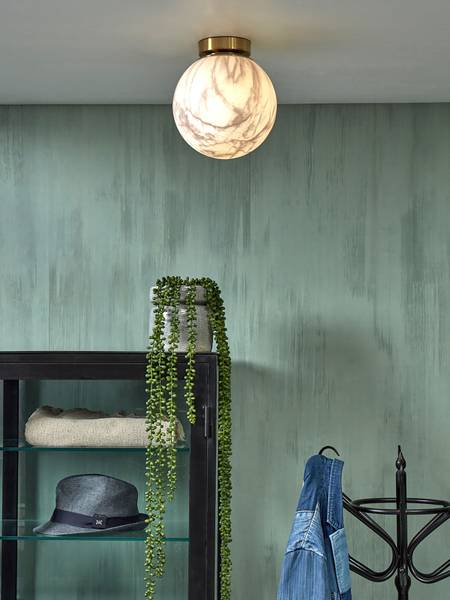 Plafonnier Carrara Verre coloré - Gris / Doré - 1 ampoule
