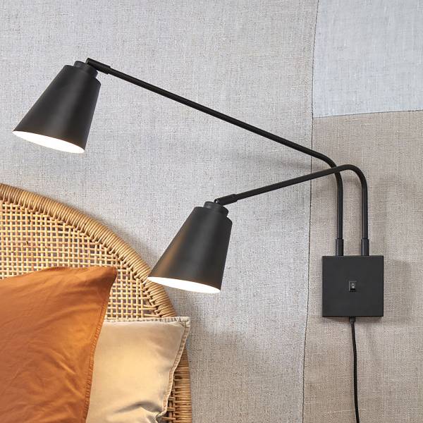 Lampada da parete Bremen Ferro - Nero - 2 punti luce