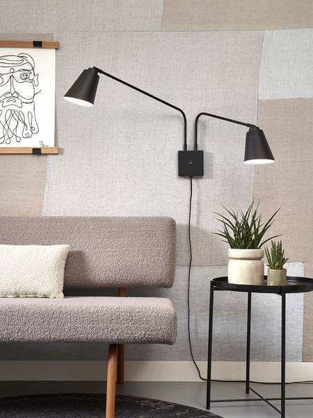 Lampada da parete Bremen Ferro - Nero - 2 punti luce