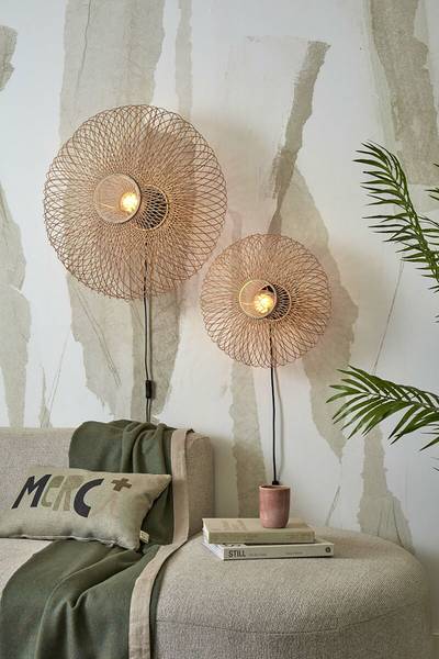 Wandlamp Cango bamboe - beige - 1-lichts