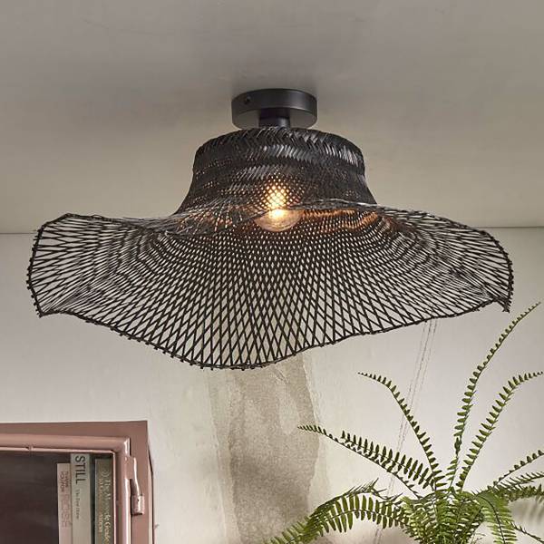 Plafonnier Ibiza - Type B Bambou - Noir - 1 ampoule