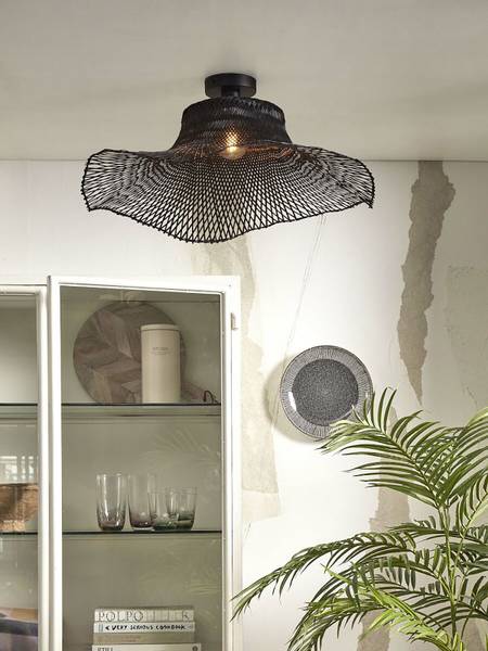 Plafonnier Ibiza - Type B Bambou - Noir - 1 ampoule