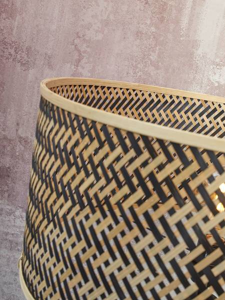 Vloerlamp Java type H bamboe - beige/ zwart - 1-lichts