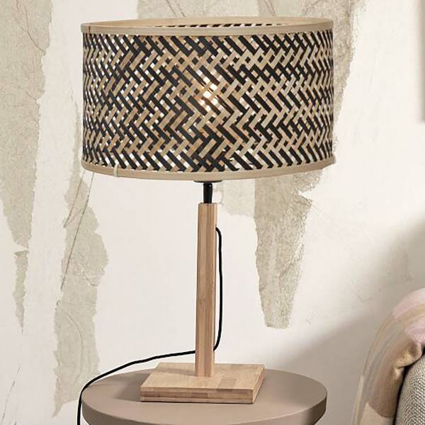 Tischleuchte Java Typ D Bambus - Beige / Schwarz - 1-flammig