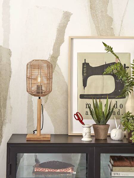 Tischleuchte Tanami Bambus - Beige - 1-flammig