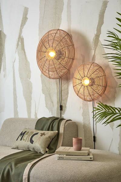 Wandlamp Tanami type C bamboe - beige - 1-lichts