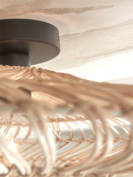 Plafondlamp Zanzibar rotan - wit - 1-lichts