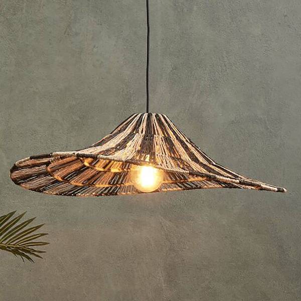 Lampada a sospensione Cuzco Iuta - Nero / Beige - 1 punto luce