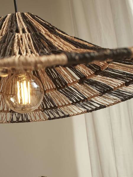 Lampada a sospensione Cuzco Iuta - Nero / Beige - 1 punto luce