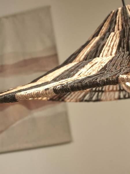 Lampada a sospensione Cuzco Iuta - Nero / Beige - 1 punto luce