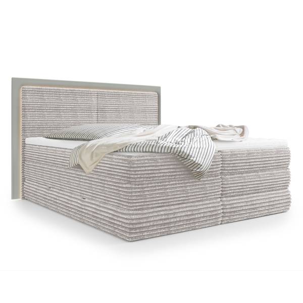 Letto boxspring Suntop Velluto a coste Tila / Velluto Vaia: grigio chiaro