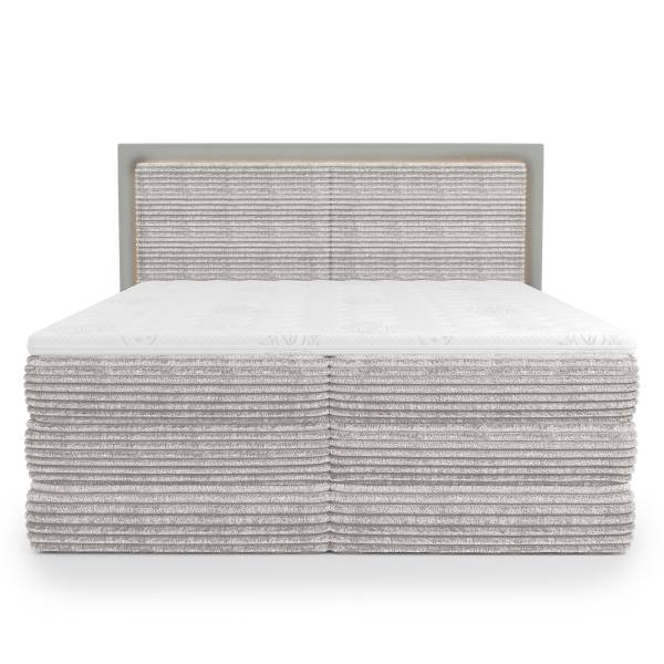 Letto boxspring Suntop Velluto a coste Tila / Velluto Vaia: grigio chiaro