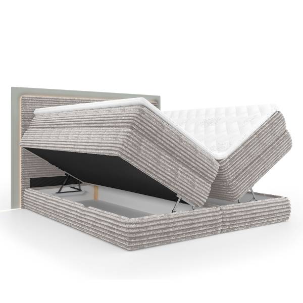 Letto boxspring Suntop Velluto a coste Tila / Velluto Vaia: grigio chiaro