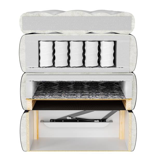 Letto boxspring Suntop Velluto a coste Tila / Velluto Vaia: grigio chiaro