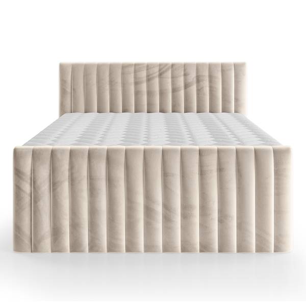 Boxspringbett Alcaro Samt Fraya: Creme - 180 x 200cm