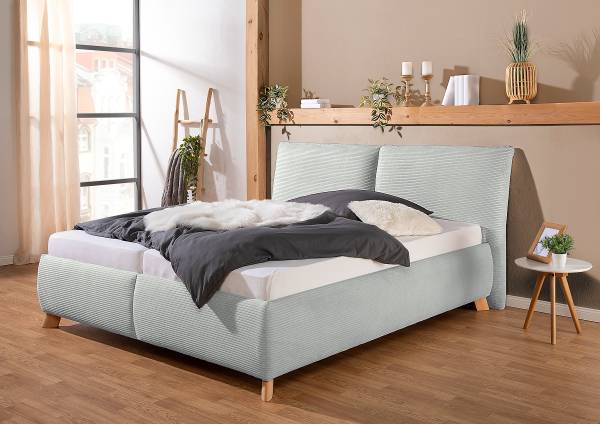 Letto imbottito Vaddas Velluto a coste Zuri: argento - 180 x 200cm