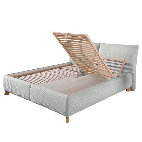 Letto imbottito Vaddas Velluto a coste Zuri: argento - 180 x 200cm