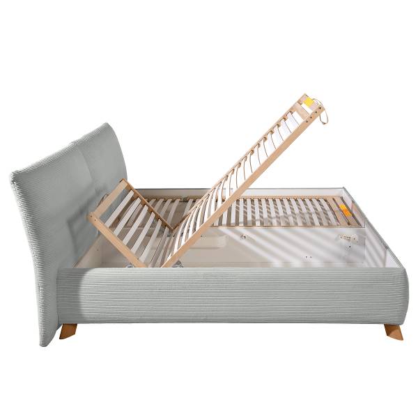 Letto imbottito Vaddas Velluto a coste Zuri: argento - 180 x 200cm