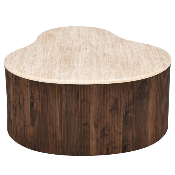 Couchtisch Wawaso - 83 cm Travertin Dekor / Eiche Dunkel Dekor