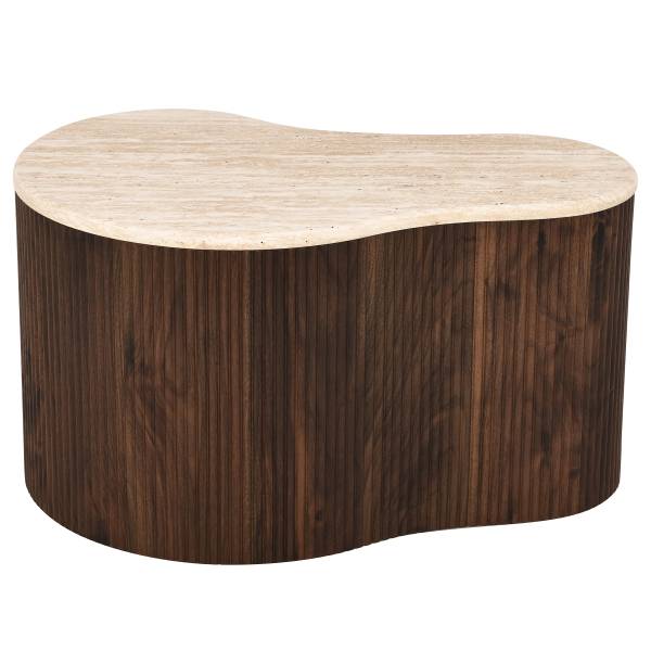 Couchtisch Wawaso - 83 cm Travertin Dekor / Eiche Dunkel Dekor