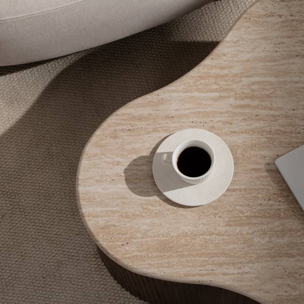 Couchtisch Wawaso - 83 cm Travertin Dekor / Eiche Dunkel Dekor