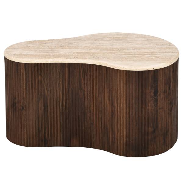 Couchtisch Wawaso - 70 cm Travertin Dekor / Eiche Dunkel Dekor