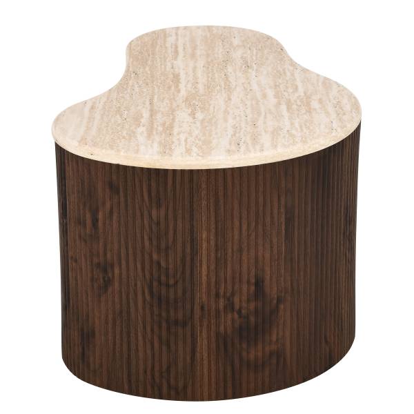 Couchtisch Wawaso - 70 cm Travertin Dekor / Eiche Dunkel Dekor