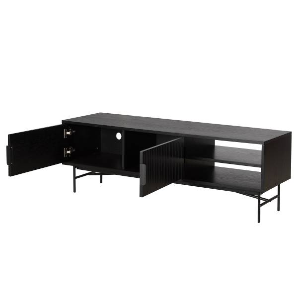 TV-Lowboard KNIVS - 160 cm Echtholzfurnier - Eiche Schwarz