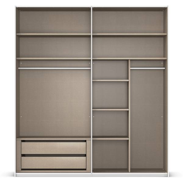 Armadio scorrevole frontali vetro Covalo Bianco - Larghezza: 201 cm - Alluminio - Senza ante a specchio