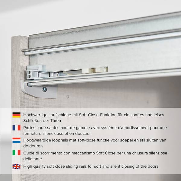 Armadio scorrevole frontali vetro Covalo Bianco - Larghezza: 201 cm - Alluminio - Senza ante a specchio