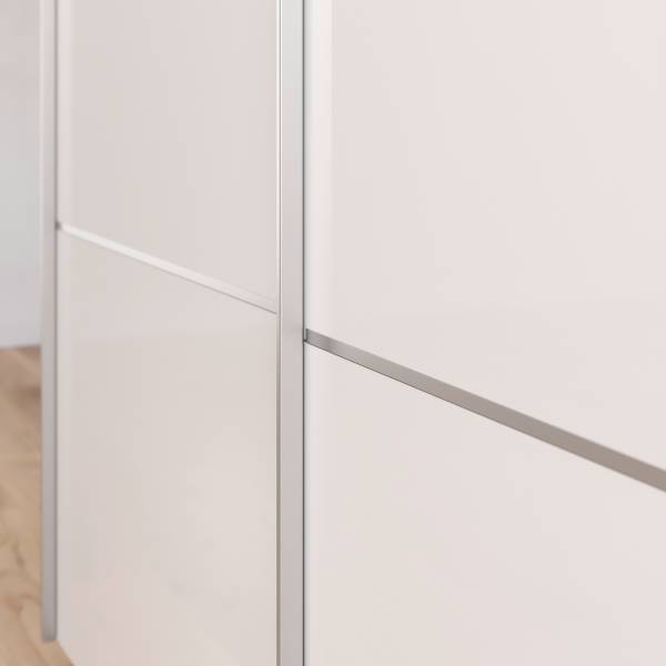 Armadio scorrevole frontali vetro Covalo Bianco - Larghezza: 201 cm - Alluminio - Senza ante a specchio