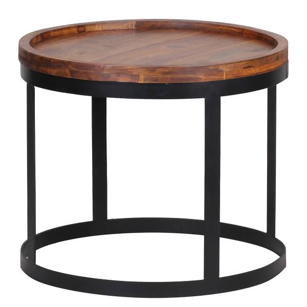 Tables d’appoint massives Thaska - 2 él. Sheesham / Noir