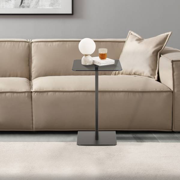 Tavolino Labbide Vetro / Metallo - Grigio / Nero
