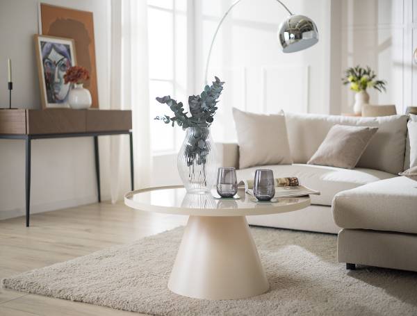 Couchtisch Boehmer Glas / Metall - Kaschmir