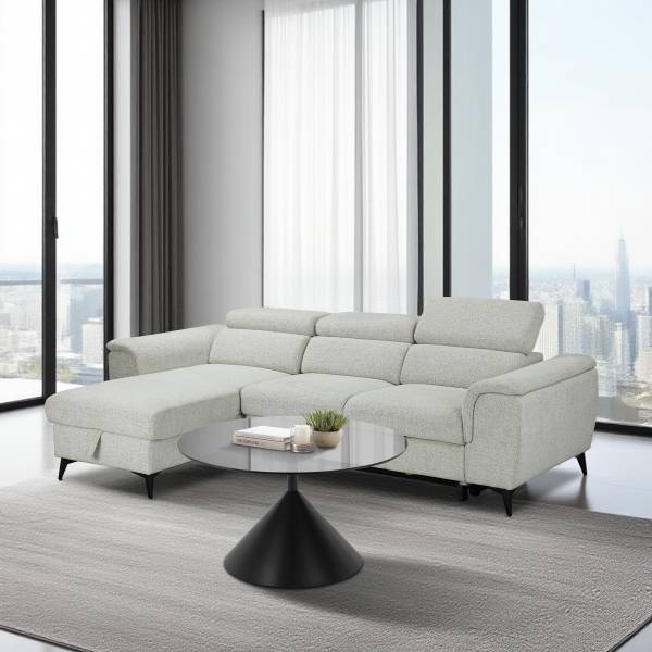 Couchtisch Campton rund Glas / Metall - Grau / Schwarz