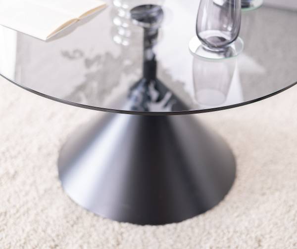 Couchtisch Campton rund Glas / Metall - Grau / Schwarz
