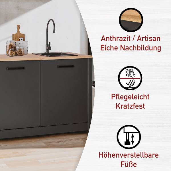 Küchenzeile Sicilia Kombi B Grau