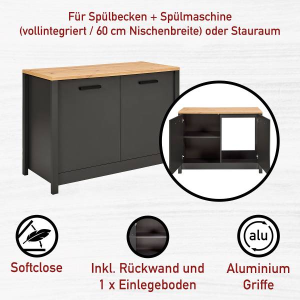 Küchenzeile Sicilia Kombi B Grau