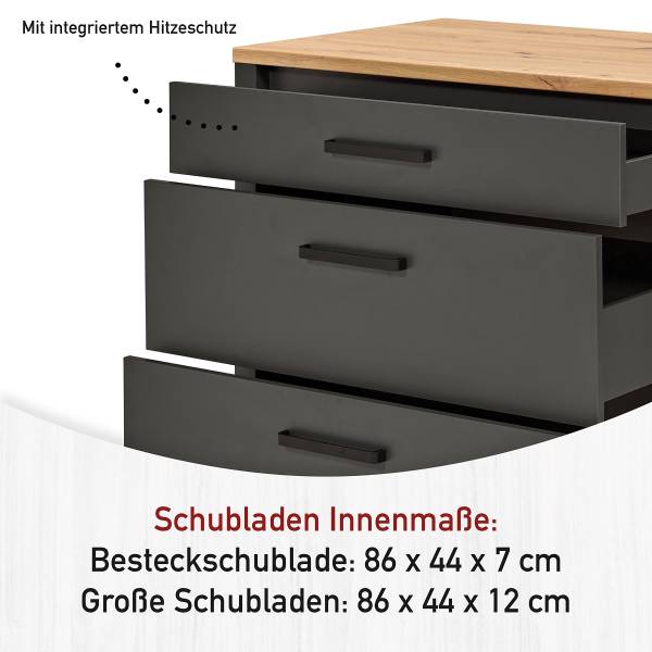 Küchenzeile Sicilia Kombi B Grau
