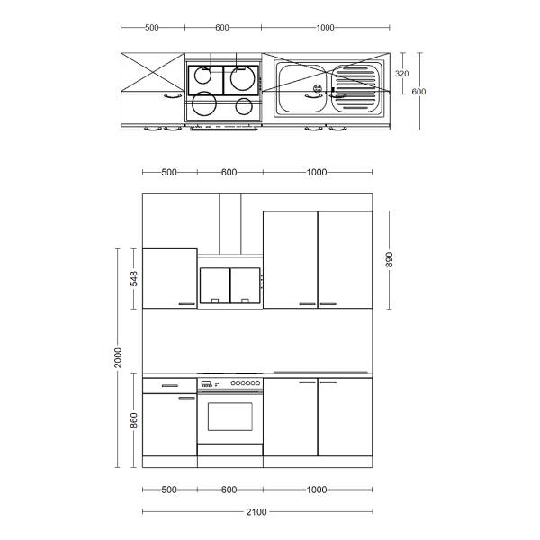 Küchenzeile Stenkista Kombi A Kaschmir / Eiche Sonoma Dekor