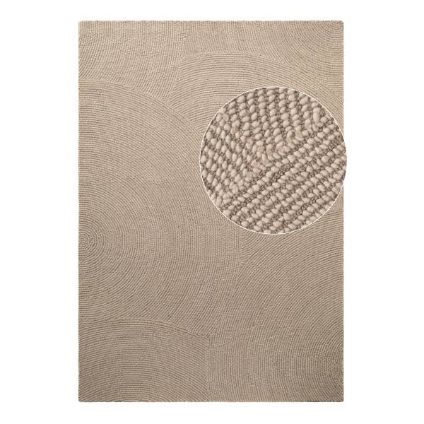 Wollteppich Calmio Wolle / Recycelte Baumwolle - Beige - 200 x 300 cm