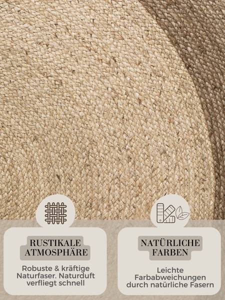 Juteteppich Looma rund Jute - Beige / Graubraun - Durchmesser: 200 cm